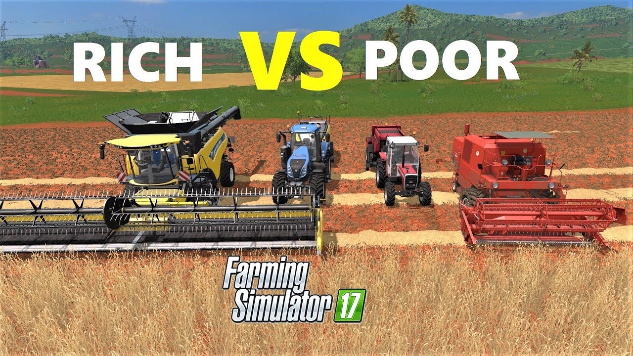 Farming Simulator 17 : RICH VS POOR!!! -Farmer Comparison - HARVESTING & BALING