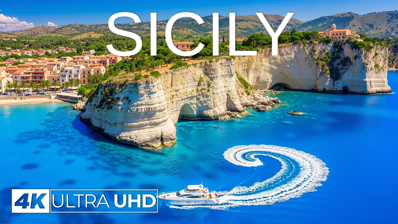[4K] Sicily 2025 🇮🇹 Crystal Blue Shores & Ancient Island Beauty Aerial Views With Deep House Chill