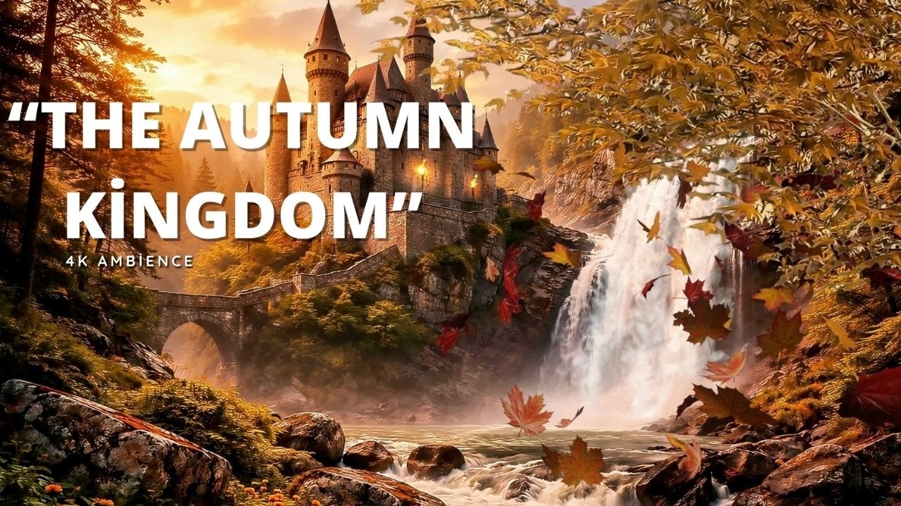 Medieval Castle in Autumn | Relaxing Waterfall Ambience for Study, Sleep & Focus🍂
