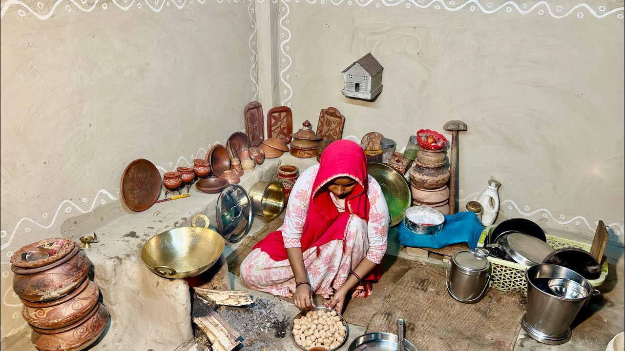 चूल्हे पर सोयाबीन की सब्जी रोटी #villagefood #livecooking