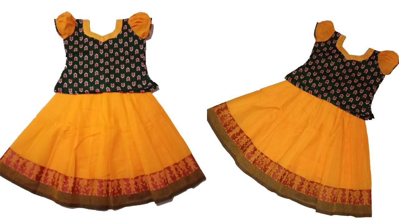 pattu pavadai shirt cutting and stitching methods in Tamil
