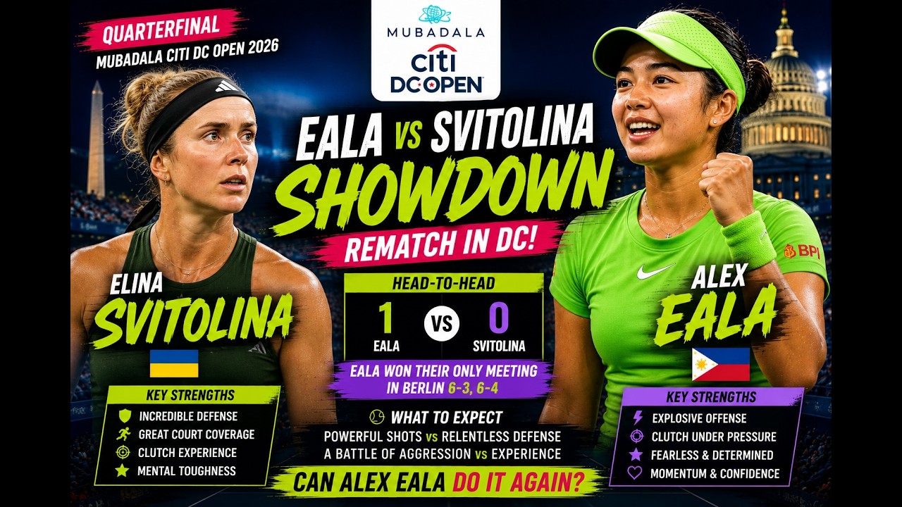 Match Preview & Prediction:  Alex Eala vs Elina Svitolina | Quarterfinal  2026 Mubadala DC Citi Open
