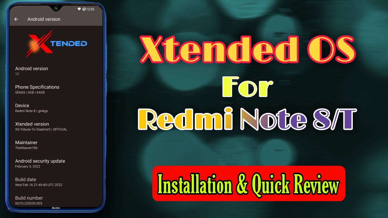 Xtended OS Installation & Quick Review on Redmi Note 8 | Custom Rom | Android 12 | AOSP | MIUI 13 |