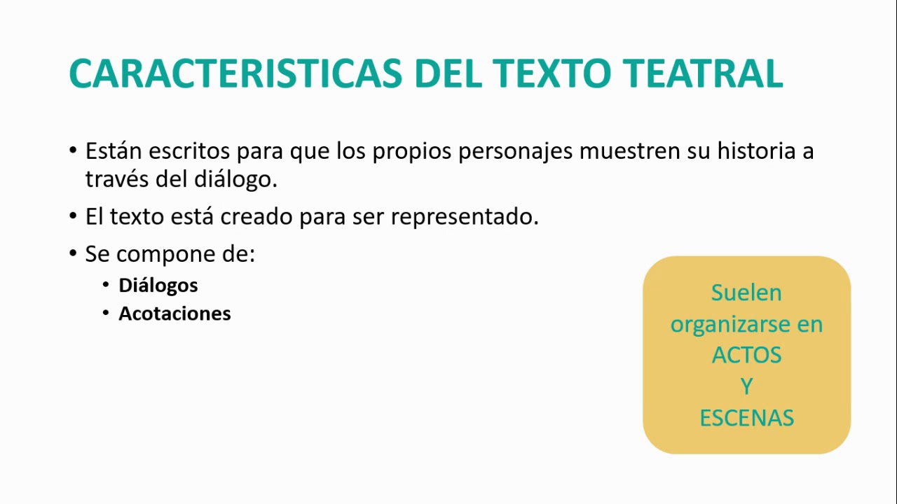 Texto teatral 1/2: Características del texto teatral