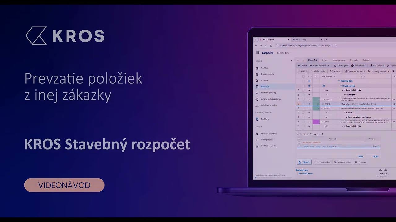 Práca v aplikácii KROS Stavebný rozpočet I KROS