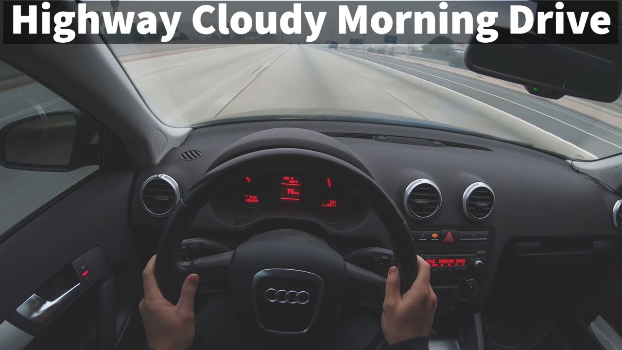 1 Hour Highway Cloudy Morning Drive for Sleep, ASMR, Relaxing
