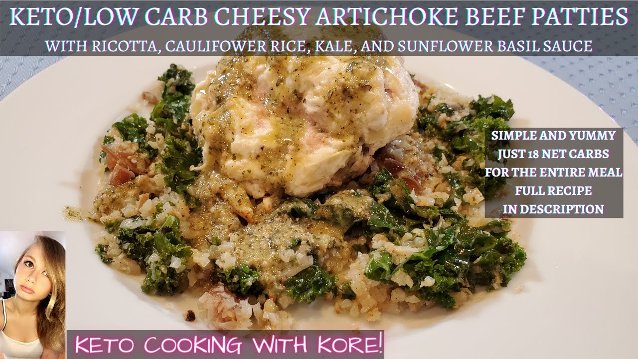 KETO / LOW CARB Cheesy Artichoke Beef Patties. Green Chef #10.