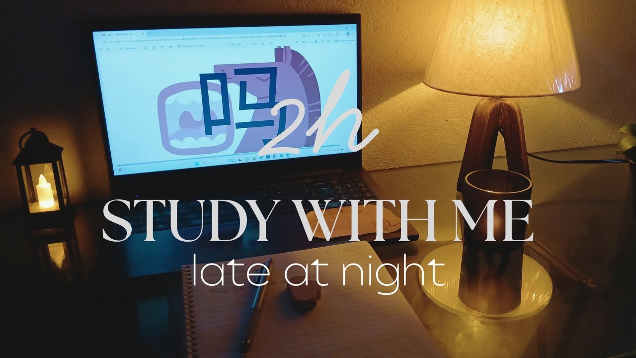 📚 2h Study With Me Late at Night | Rain Sounds | No Break | Countdown Timer