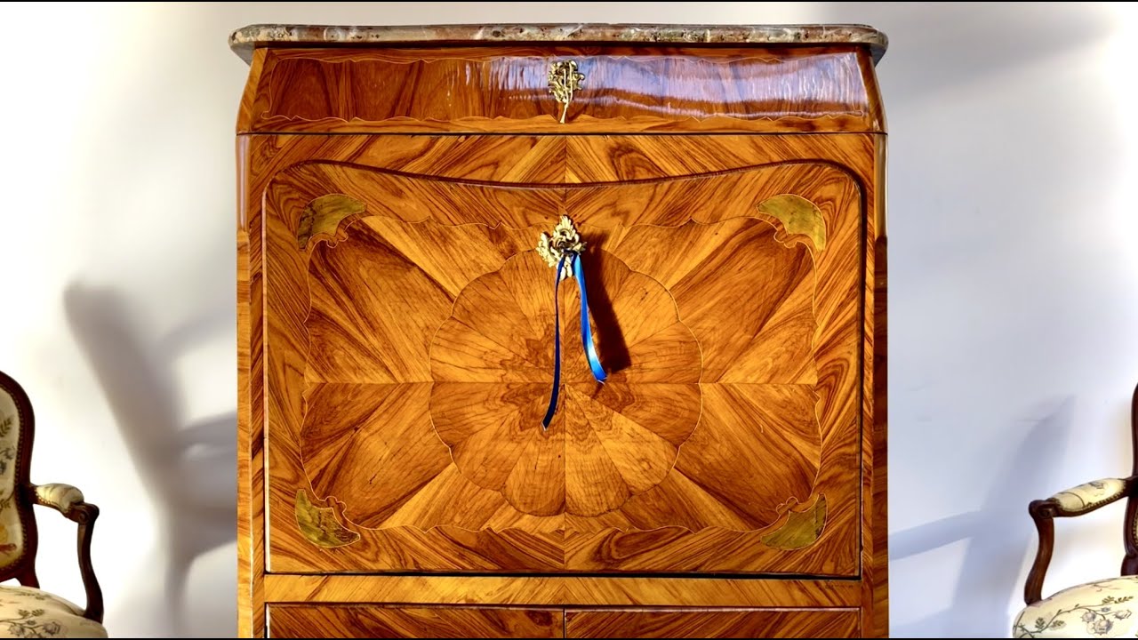 18th Century French Antique Secretary Desk: Louis XV Rococo Period Furniture.