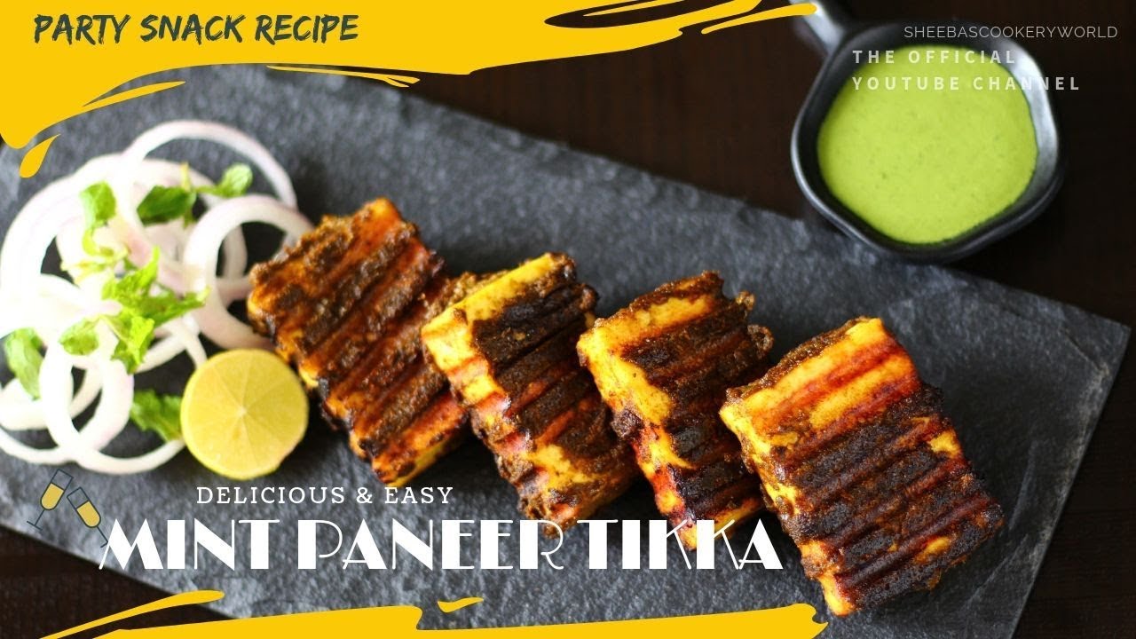 Mint/Pudina Paneer Tikka | Veg Starter Recipe | Party Snack Ideas