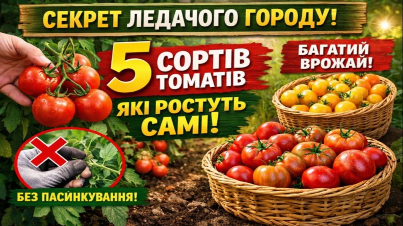 СЕКРЕТ ЛЕДАЧОГО ГОРОДУ! 5 сортів томатів, які ростуть САМІ (Без пасинкування)
