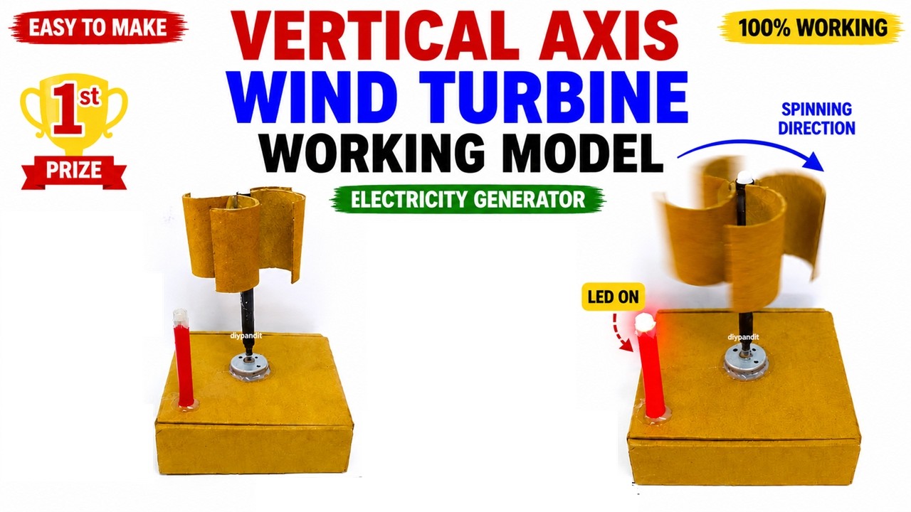 vertical axis wind turbine working model for science project exhibition - diy | DIY pandit