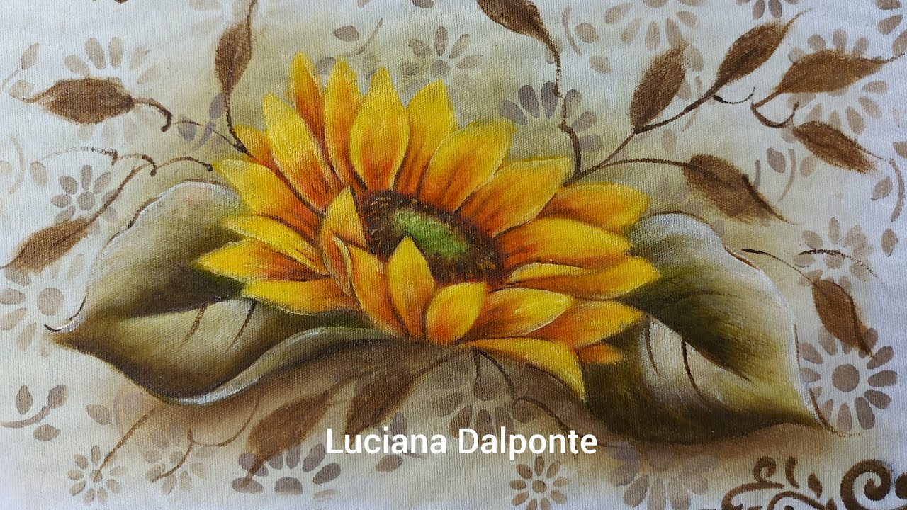 Como Pintar Girassol. Pintura em Tecido. Luciana Dalponte