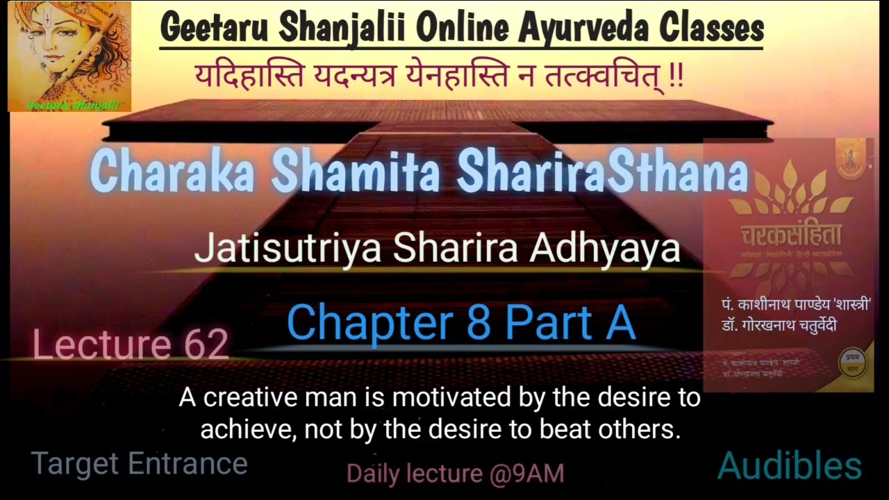 Charaka Shamita ShariraSthana Chapter 8 part A Jatisutriya Sharira Adhyaya, AIAPGET Ayurveda Geetaru