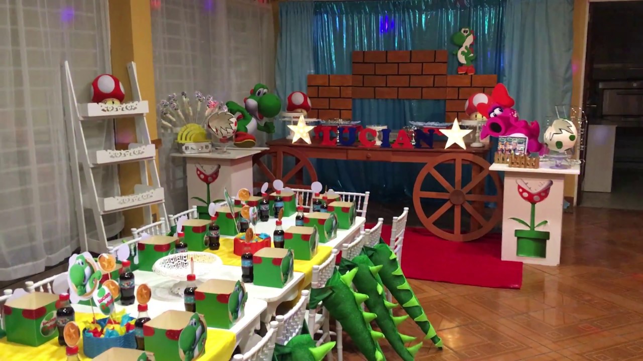 DECORACION PARA CUMPLEAÑOS DE YOSHI DE MARIO BROS