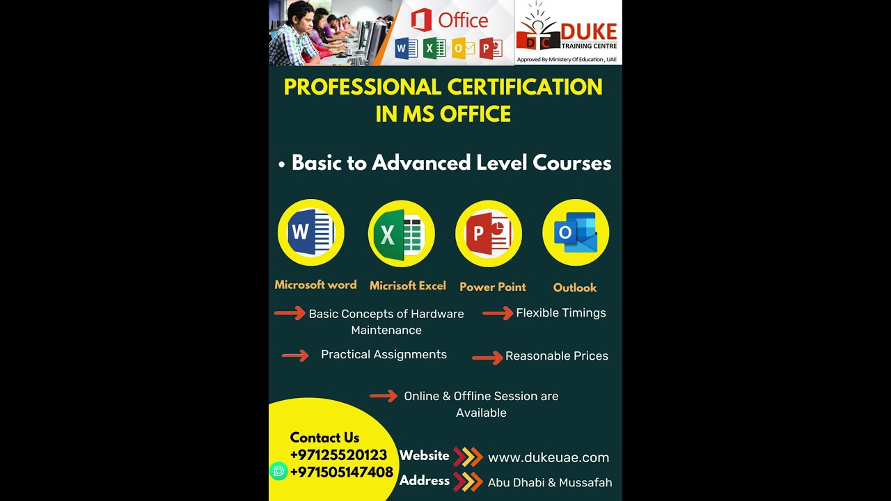 Professional Certification in MS OFFICE by duke training centre  #abudhabi #emiratesacademy