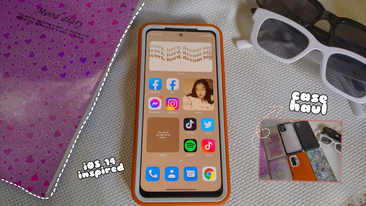 Making my android phone, Redmi Note 10 into aesthetic/iOS 14 custamination inspired + Case Haul 📱✨