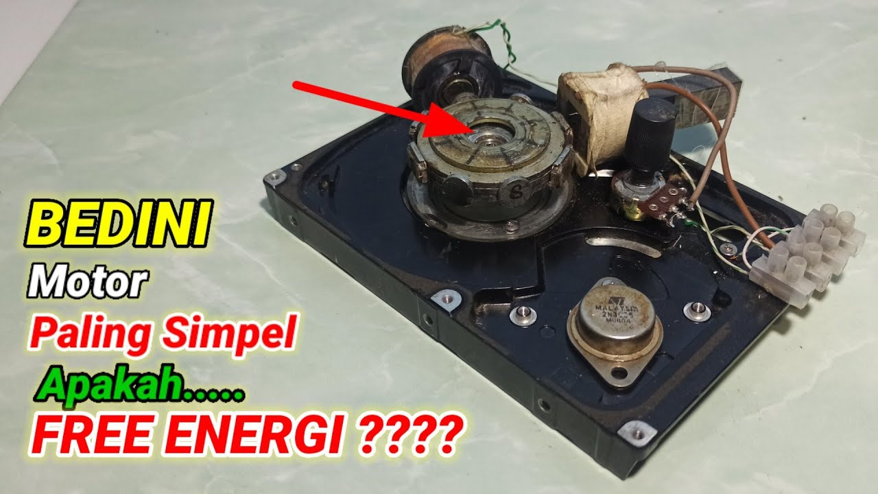 Membuat bedini motor dari barang bekas menyalakan 4 lampu LED