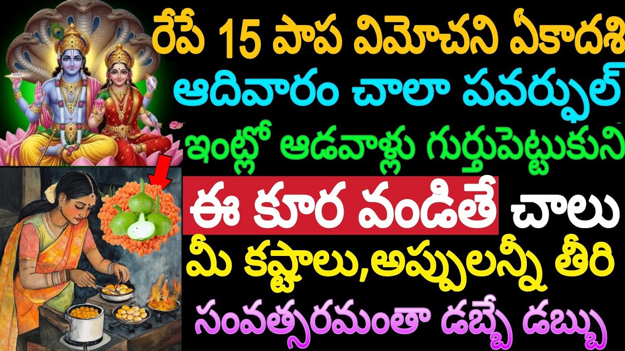 రేపే 15 పాప విమోచన ఏకాదశి ఆదివారం చాలా పవర్ఫుల్ ఇంట్లో ఆడవాళ్లు గుర్తుపెట్టుకుని ఈ కూర వండితే చాలు.