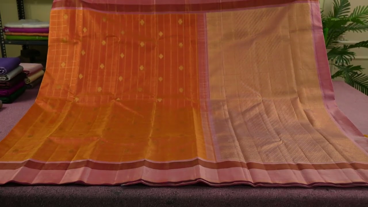 Rust Orange vintage kanjivaram silk saree SS6319 #indianhandlooms #orangesaree