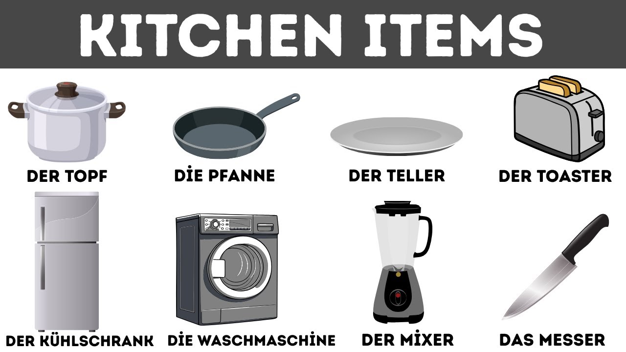 Kitchen Items in German | Learn Kitcen Items with Picture | German Kitchen Vocabulary