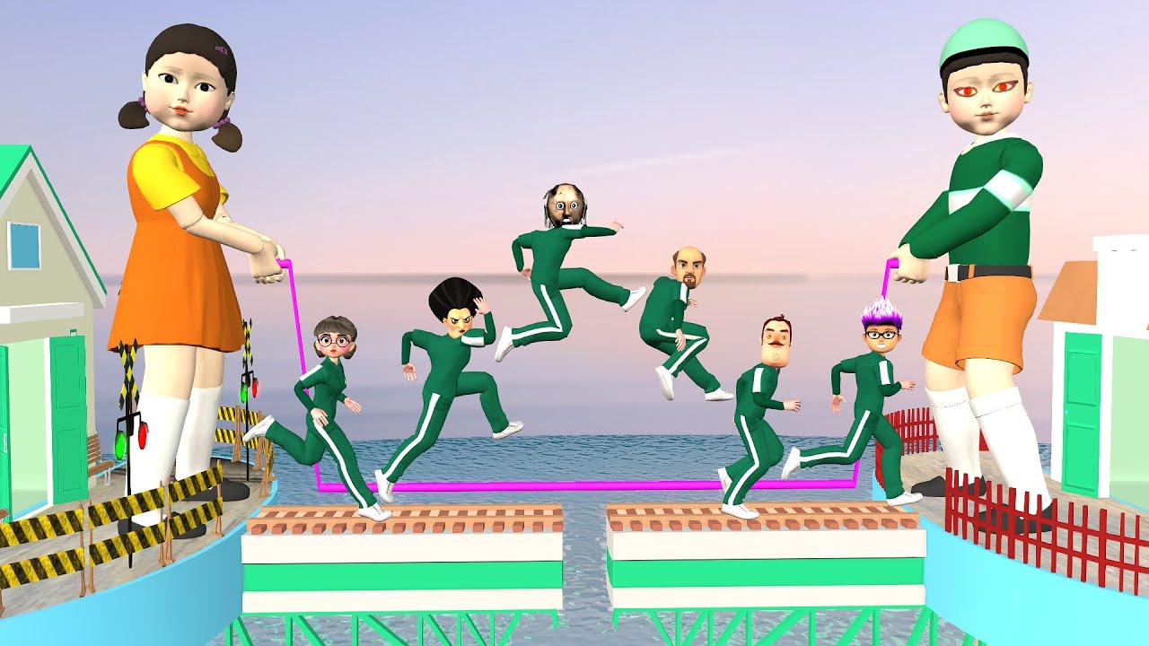 Squid Game 3 ( 오징어 게임 3): Squid Game 3 Challenges | JUMPING ROPE | Run Across Bridge