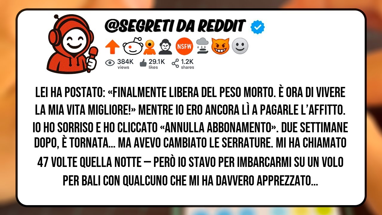 Lei ha postato Finalmente libera del peso morto È ora di vivere la mia vita migliore Mentre io...