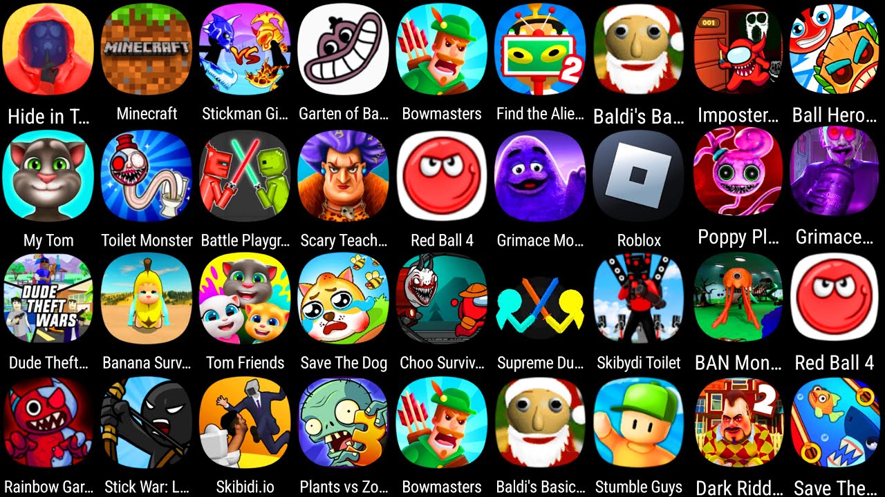 Garten Of Banban 6,Grimace Monster Scary Survival,Poppy Mobile 3,Scary Teacher 3D,Plants Vs Zombies