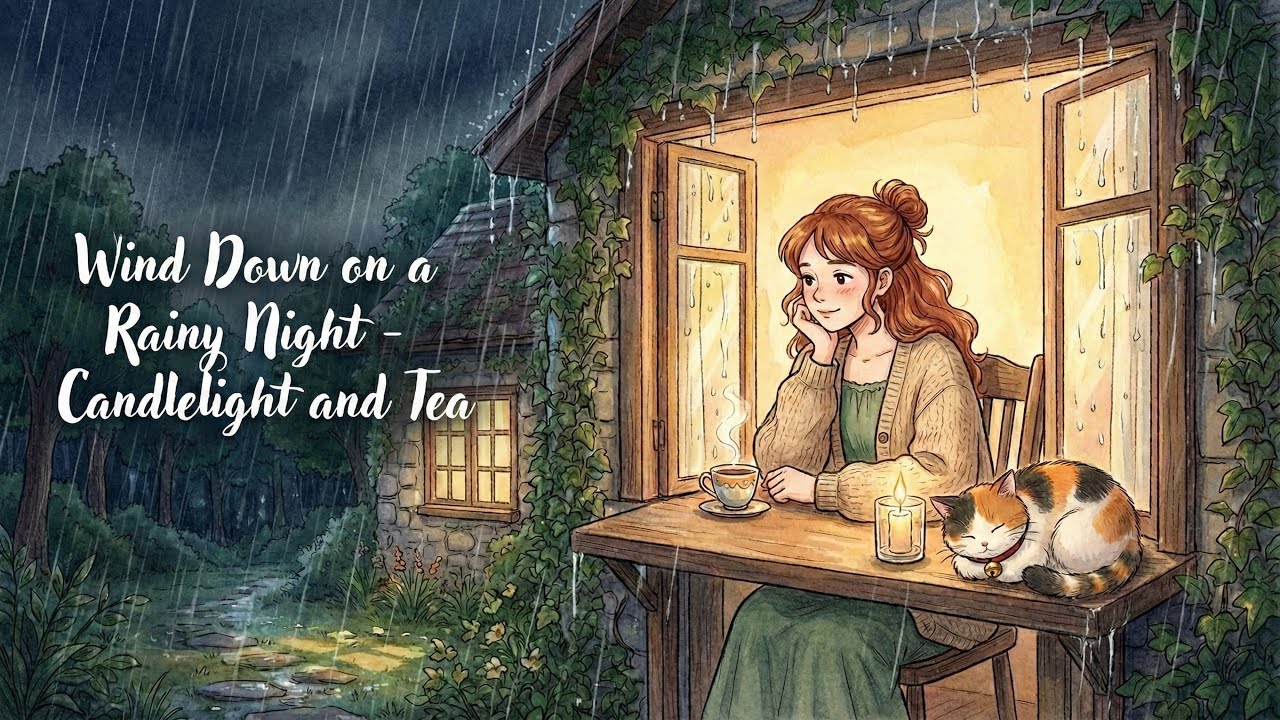 Slow Living: Wind Down on a Rainy Night | Candlelight and Tea | Ghibli Vibes