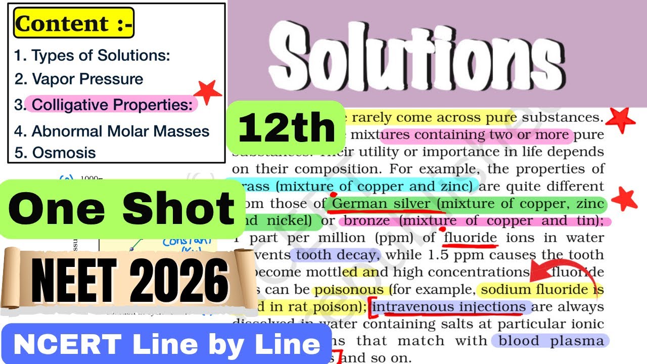 Solutions Ncert Line by Line in One Shot | NCERT HIGHLIGHTS#neet2024 #ncertneet #solutions #class12