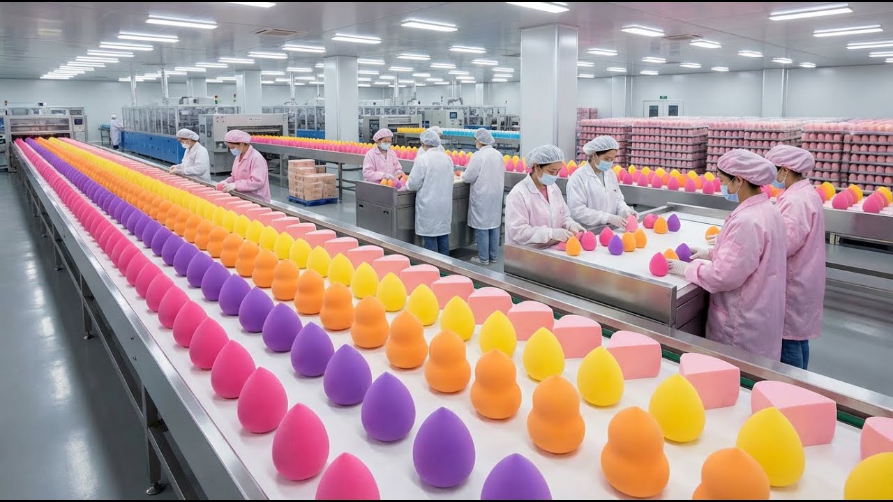 Inside the Factory That Makes Makeup Sponges | Full Industrial Process