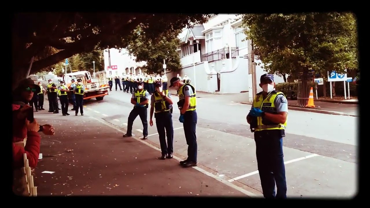 Police Build up. Midgets Pirate Tow Trucks Threat Anti Mandate Security Raw Footage