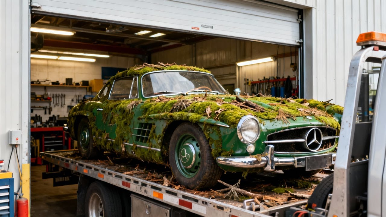 ASMR Complete reconstruction of moss green Mercedes Benz 300SL Gullwing 1955