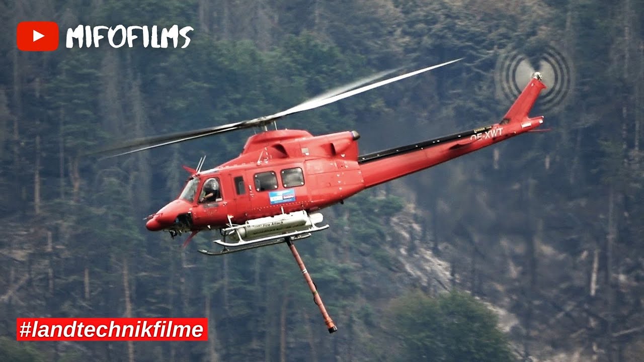 Waldbrand in der B&ouml;hmischen Schweiz - Start L&ouml;schhubschrauber Austria Bell 412 OE-XWT | by mifofilms