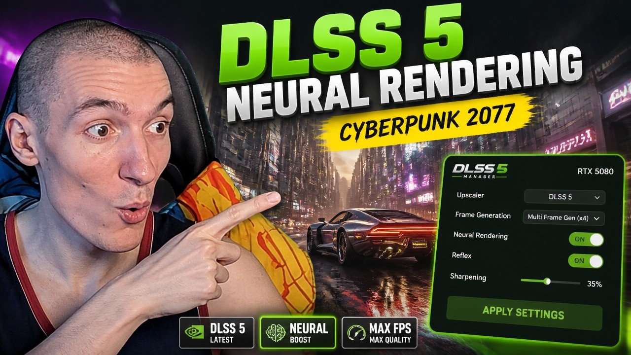 Установка и настройка DLSS 5 + Neural Rendering в Cyberpunk 2077 | OptiScaler 10.0 | DLSS 5 Manager
