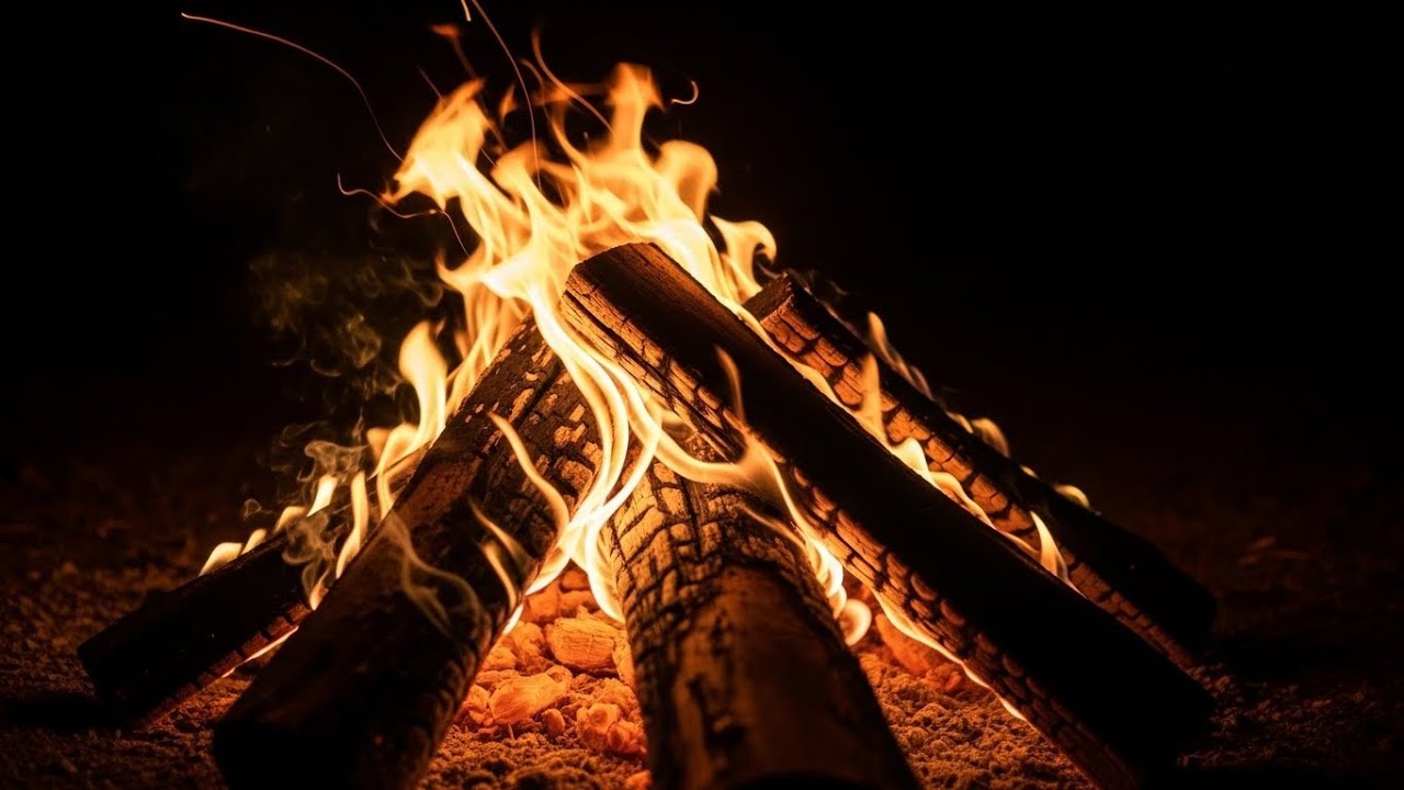 LIVE Campfire in the Wild – Fire Crackling & Night Crickets