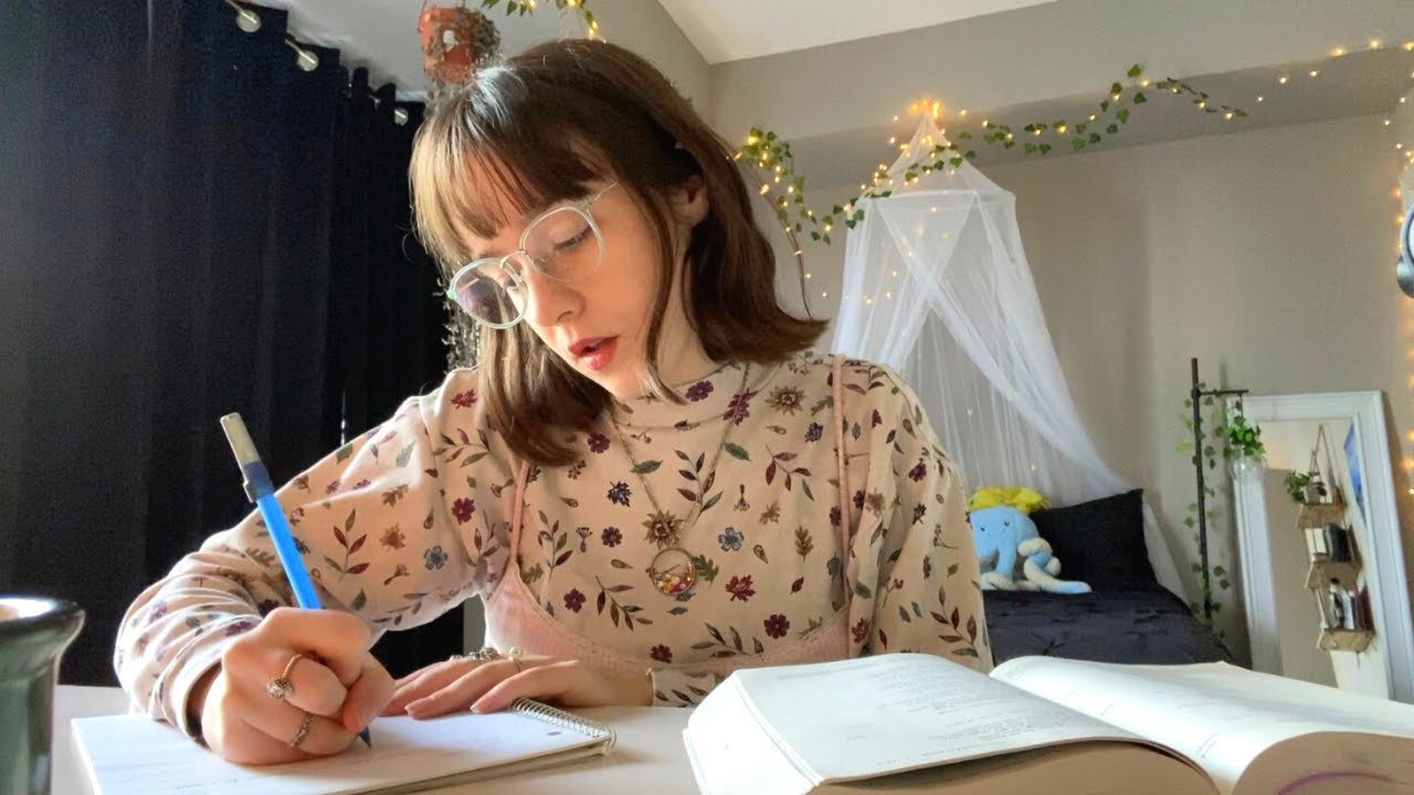 ASMR Study With Me : inaudible mumbling, writing, typing