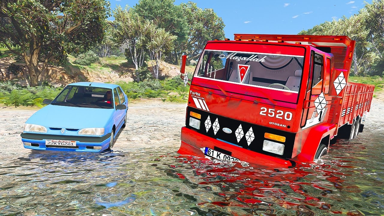 Супер автомобили Renault против супер грузовиков на бездорожье - GTA 5