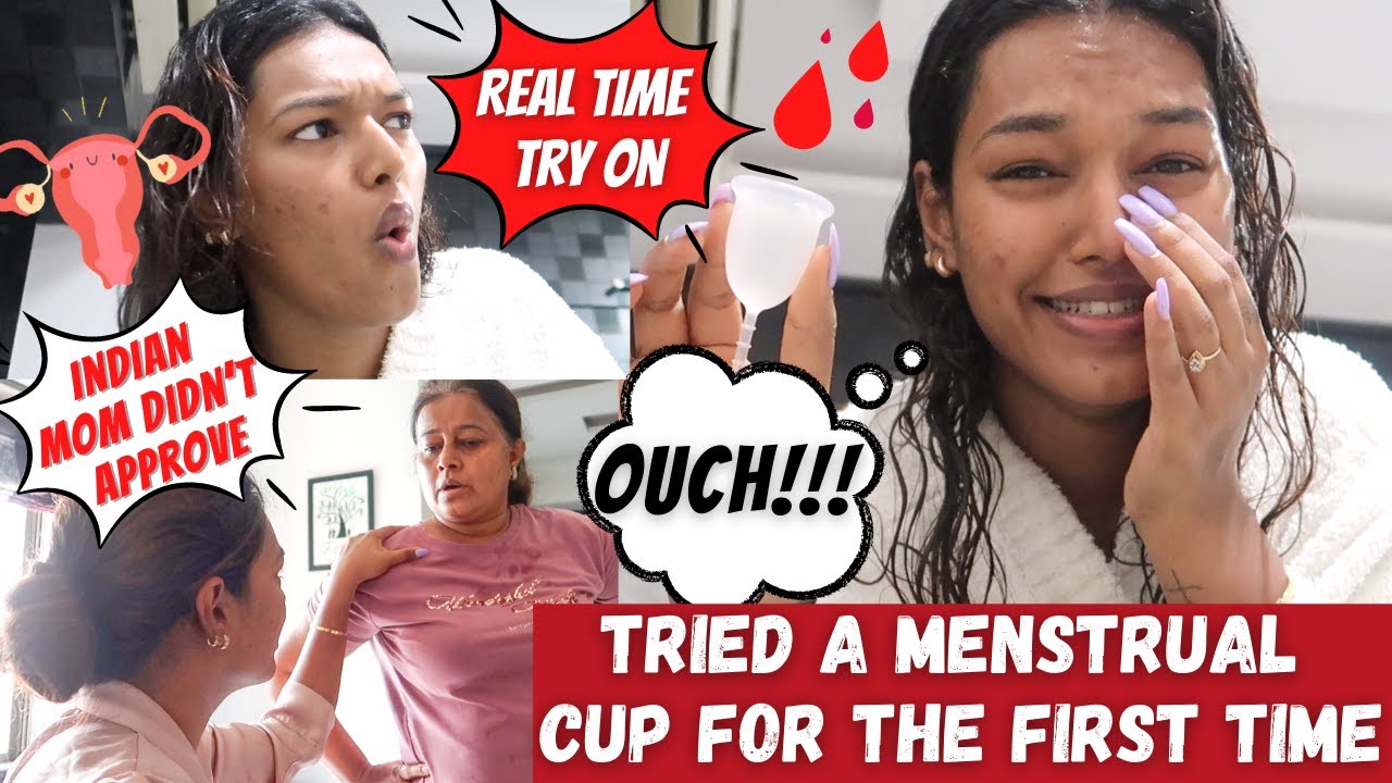 *OUCH* I tried a MENSTRUAL CUP for the FIRST TIME!! Didn't expect this! Mom's reaction😂 #HustleWSar