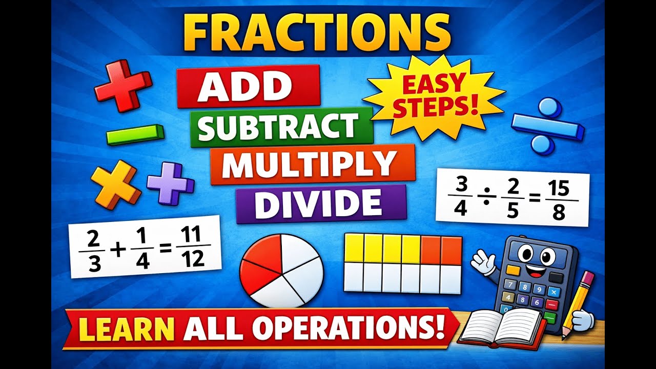 Fraction Addition Subtraction Multiplication Division | All Operations Explained | Easy Method