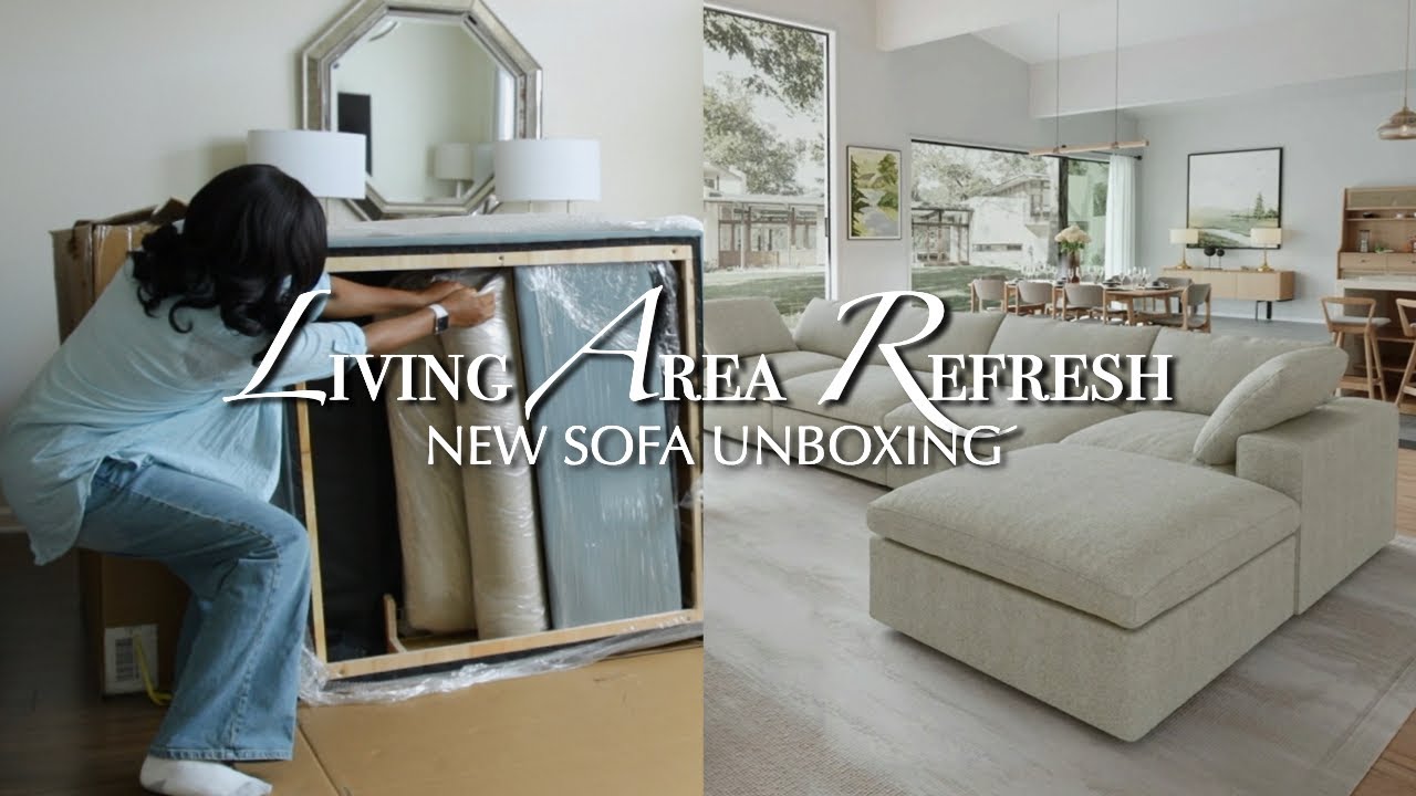 New Sofa Unboxing & Styling | Family Room Refresh | Modular Sectional Sofa