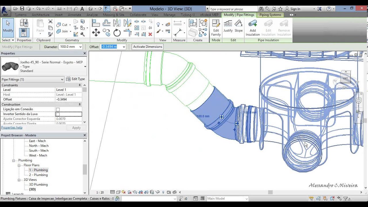 Curso Revit MEP e TigreCAD - Esgoto - VídeoAula-09 - Projeto Hidrossanitário no Revit MEP