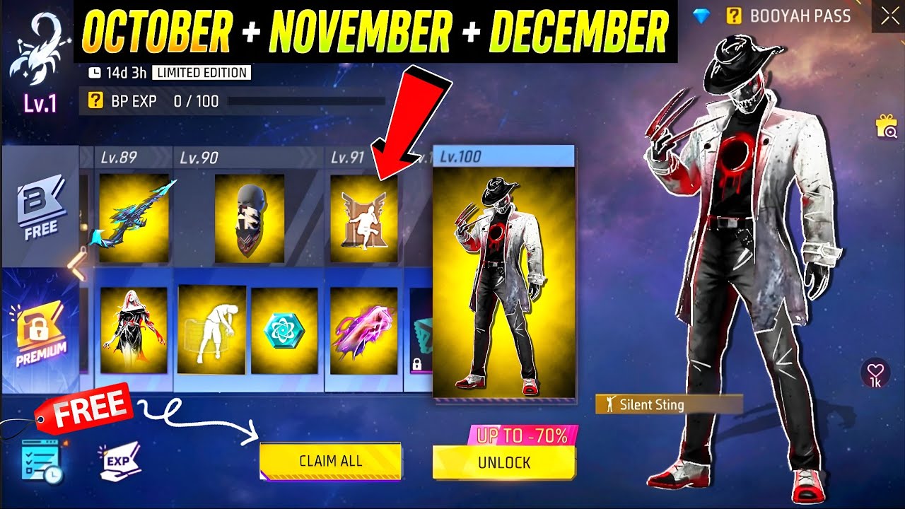 Next Booyah Pass Free Fire 💥🤯 | October, November, December Booyah Pass Full Review | ff new event 