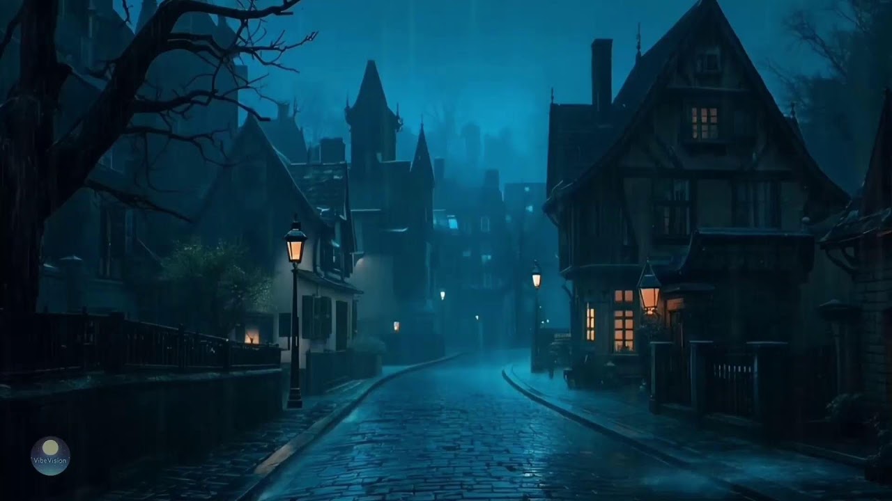 Relax with Gentle Rain Sounds & Soft Ambience Music in a Quiet Village Night