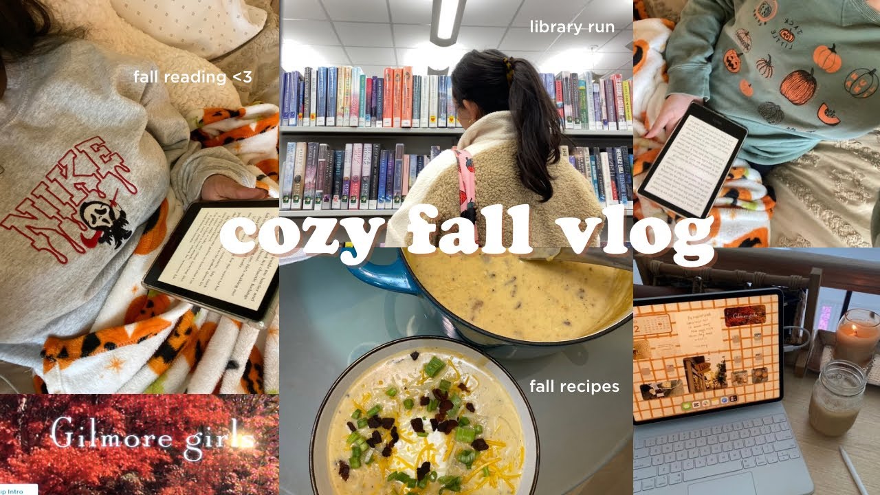 cozy fall vlog: book shopping, library run + fall recipes 🍂☕️☁️✨