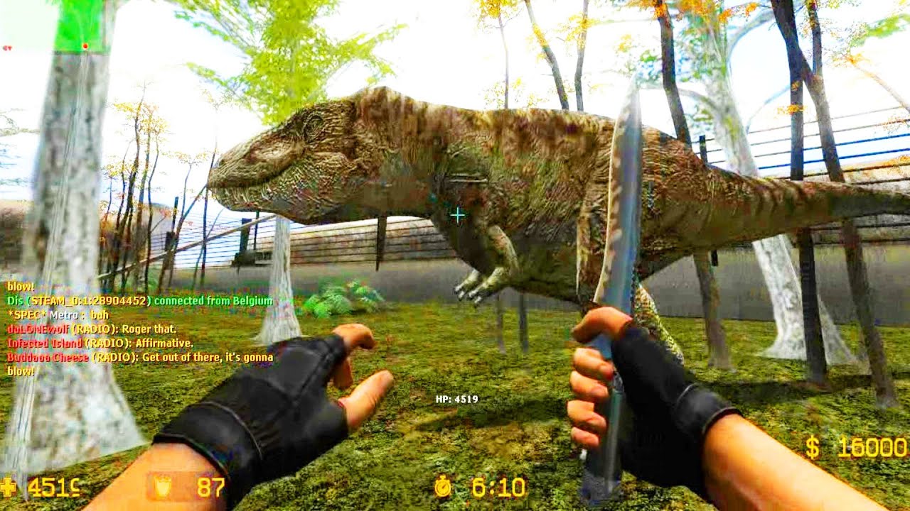 Counter Strike Source Zombie Escape mod online gameplay on Jurassic Park Escape map