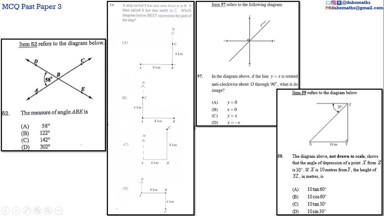 52,54,57&59 | Geometry and Trigonometry | Multiple Choice 3 | CXC CSEC Mathematics