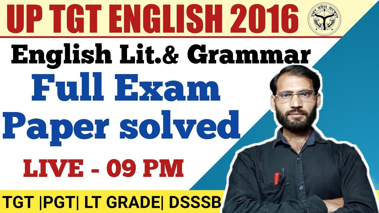 UP TGT ENGLISH Exam 2016 Full Question Paper Solve | RR Academy Firozabad | UP TGT PGT English