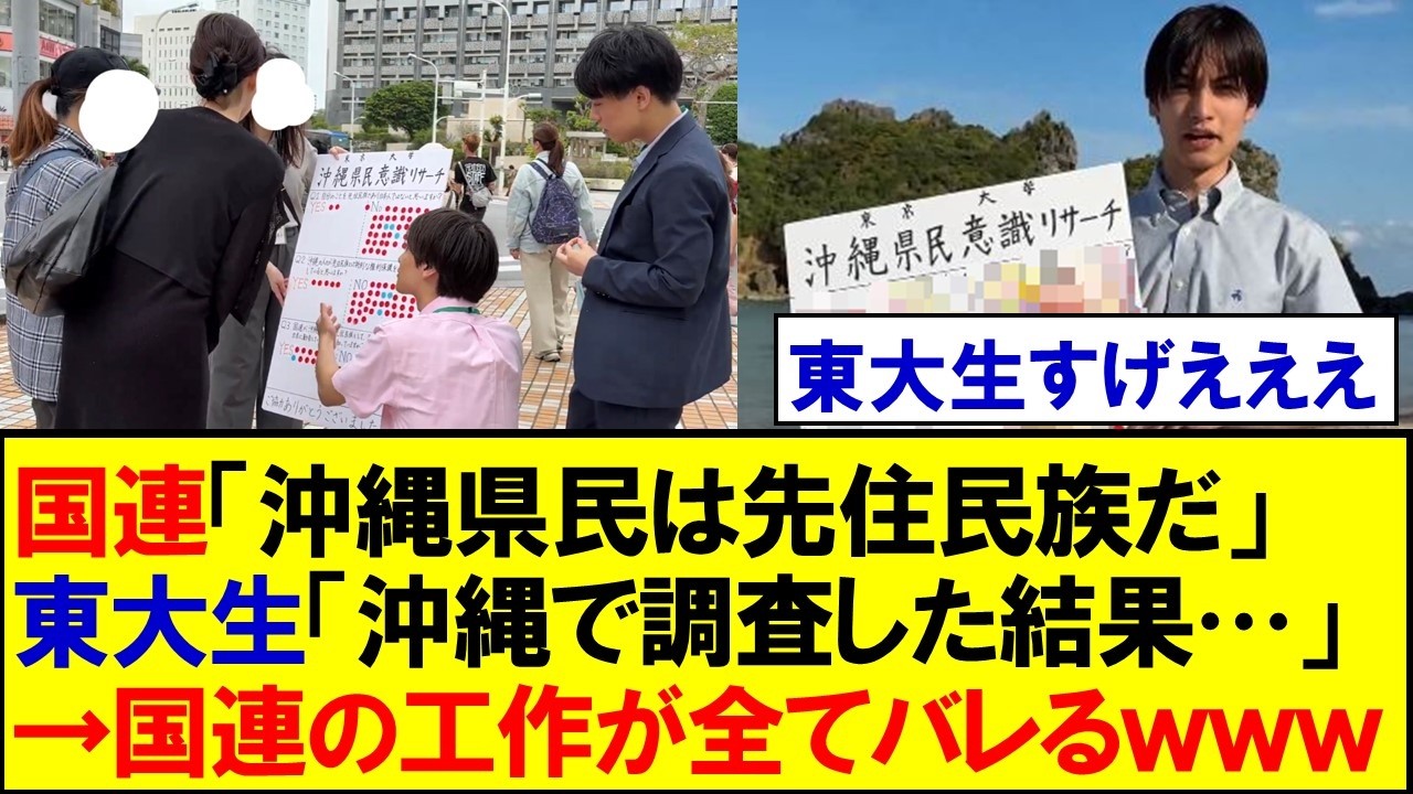 東大の政治サークル、沖縄で調査を実施し国連の情報工作の実態が一気に露呈ｗｗｗ