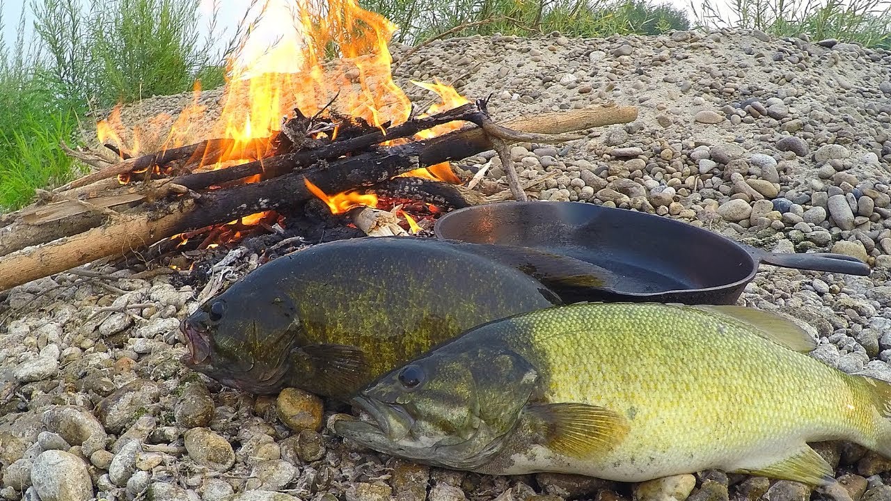 Catch n' Cook River Smallmouth Bass over Fire!